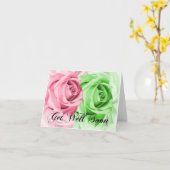 Roze & groene Rozen worden snel gezond Kaart (Gele Bloem)