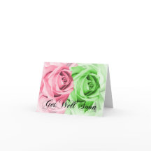 Roze & groene Rozen worden snel gezond Kaart