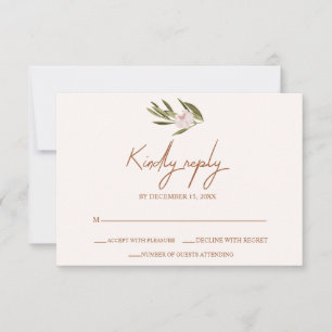 Roze groene ruby Orchid Eucalyptus Wedding RSVP