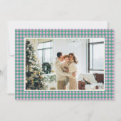 Roze groene ruit aangepaste kerstkaart met twee fo (Achterkant)