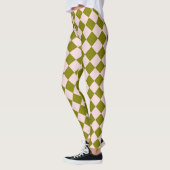 Roze Groene Ruit Diamant Patroon Leggings (Links)