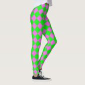 Roze Groene Ruit Diamant Patroon Leggings (Rechts)