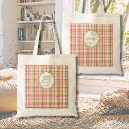 Roze & groene ruit Joy in elk hoofdstuk Custom  Tote Bag