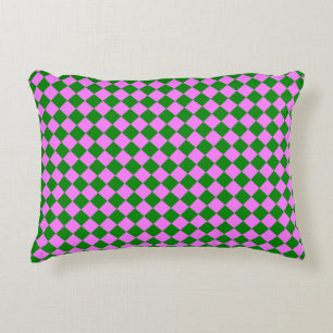 Roze Groene Ruitjes Diamant Patroon Accent Kussen