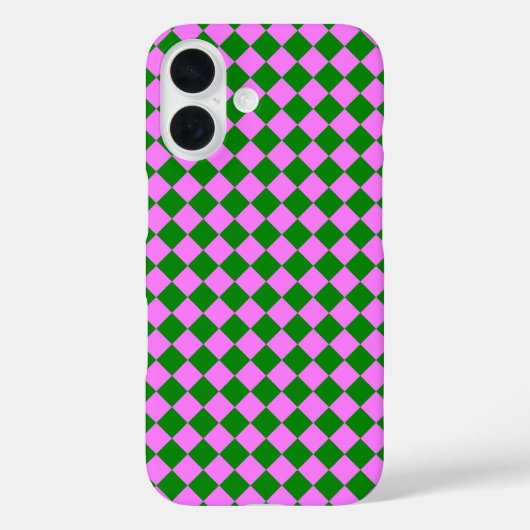 Roze Groene Ruitjes Diamant Patroon Case-Mate iPhone Case (Achterkant)