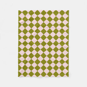 Roze Groene Ruitjes Diamant Patroon Fleece Deken