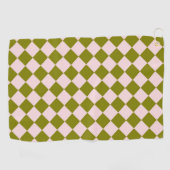 Roze Groene Ruitjes Diamant Patroon Golfhanddoek (Horizontaal)
