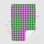 Roze Groene Ruitjes Diamant Patroon Golfhanddoek (Insitu)
