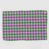 Roze Groene Ruitjes Diamant Patroon Golfhanddoek (Horizontaal)