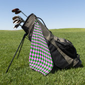 Roze Groene Ruitjes Diamant Patroon Golfhanddoek (Groen)