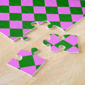 Roze Groene Ruitjes Diamant Patroon Legpuzzel (Zijkant)