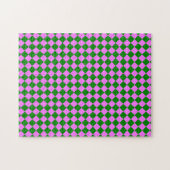 Roze Groene Ruitjes Diamant Patroon Legpuzzel (Horizontaal)