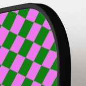 Roze Groene Ruitjes Diamant Patroon Pickleball Paddle (Links Detail)