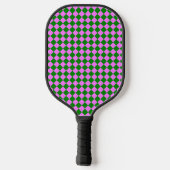 Roze Groene Ruitjes Diamant Patroon Pickleball Paddle (Achterkant)