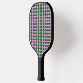 Roze Groene Ruitjes Diamant Patroon Pickleball Paddle (Links)