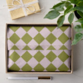 Roze Groene Ruitjes Diamant Patroon Tissuepapier (Geschenk)