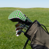 Roze Groene Ruitpatroon Diamant Golfheadcover (Insitu)