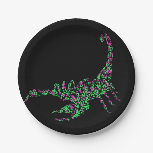 Roze groene Scorpian Splattered Paint Papieren Bordje (Voorkant)