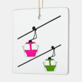 Roze & groene skicabines keramisch ornament (Links)