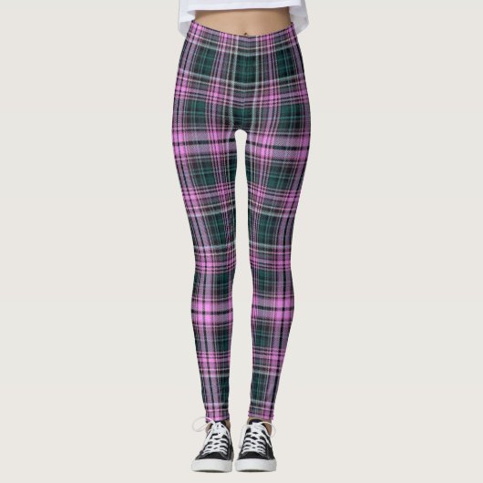 Roze/groene speldenvrouwen Leggings (Voorkant)