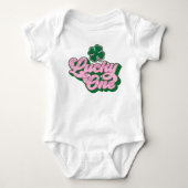 Roze Groene St. Patrick's Day Geluksbrenger Baby E Romper (Voorkant)