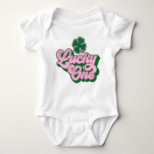 Roze Groene St. Patrick's Day Geluksbrenger Baby E Romper (Voorkant)