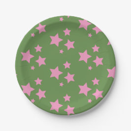 Roze groene sterren Kinder Baby Circus Party Papieren Bordje