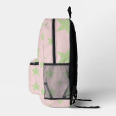 Roze Groene Sterren Patroon Pastel Sterrenbeeld Bedrukte Rugzak (Rechts)
