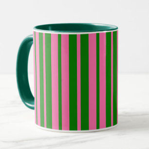 Roze Groene Stijlvolle Strepen Patroon Ontwerp Mok
