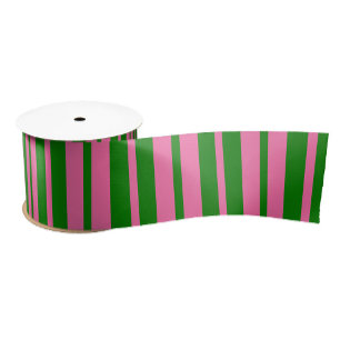 Roze groene stijlvolle strepenpatroonontwerp satijnen lint