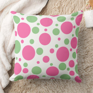 Roze Groene Stippen Effen Roze Kussen
