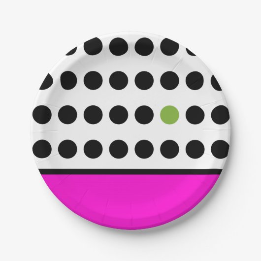 Roze groene stippen papieren bordje (Voorkant)
