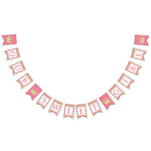 Roze groene strep Baby shower Bunting vlag Vlaggetjes