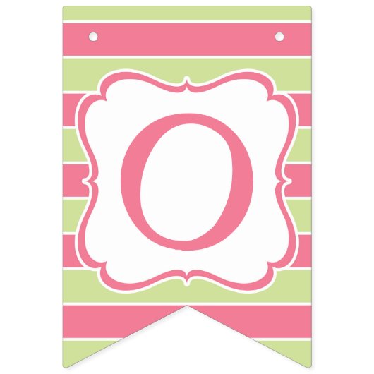 Roze groene strep Baby shower Bunting vlag Vlaggetjes (Tweede vlag)
