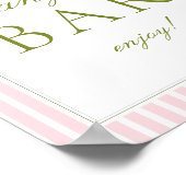 Roze & groene strepen Bruiloft Bar Poster (Hoek)