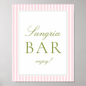 Roze & groene strepen Bruiloft Bar Poster (Voorkant)