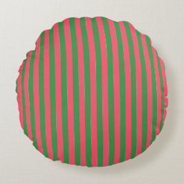 Roze Groene Strepen,Leuk,Modern, Eenvoudig, Trendy Rond Kussen
