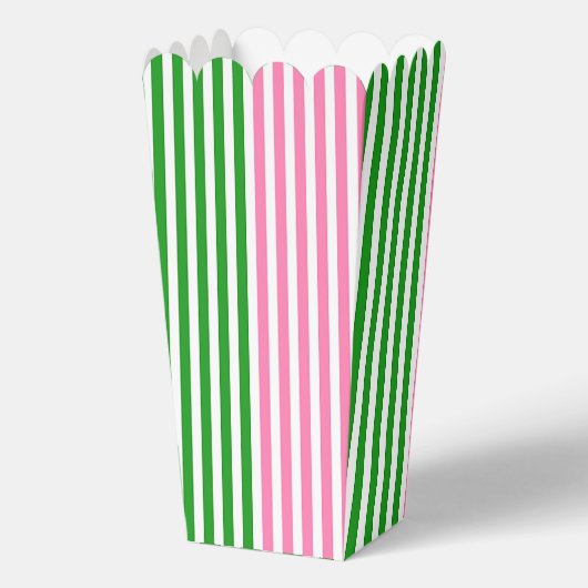 Roze + groene strepen Popcorn Bedankdoosjes (Achterkant)
