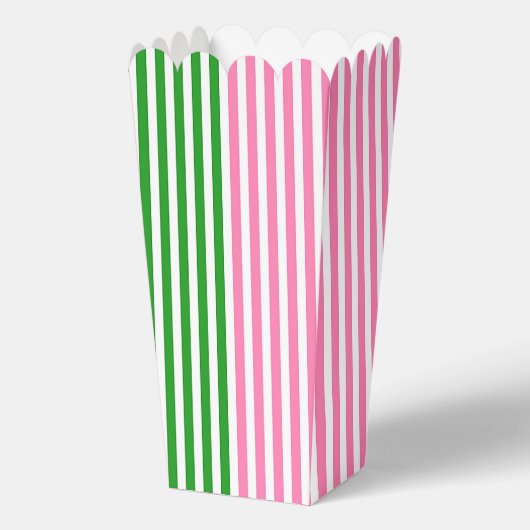 Roze + groene strepen Popcorn Bedankdoosjes (Voorkant)
