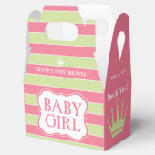 Roze groene strepes Baby shower voor draagtas Bedankdoosjes (Geopend)
