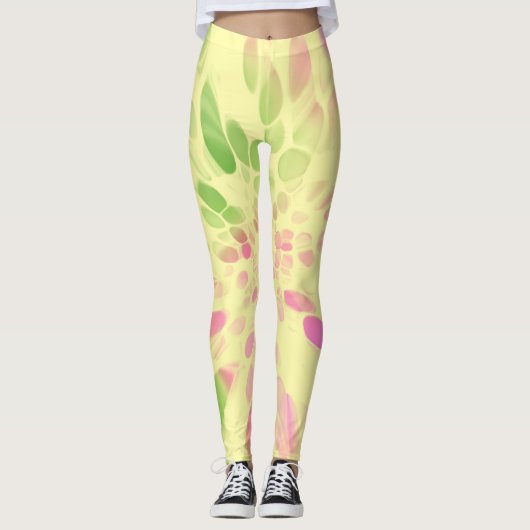 roze groene strokleurige kleurstof leggings (Voorkant)