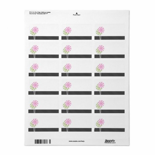 Roze & Groene Swirl Lollipop Blank Etiket (Full Sheet)