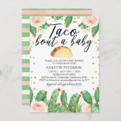 Roze Groene Taco Bout een Uitnodiging van het Baby (Voorkant / Achterkant)
