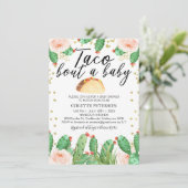 Roze Groene Taco Bout een Uitnodiging van het Baby (Staand voorkant)