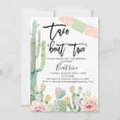 Roze Groene Taco Bout Twee 2e verjaardag Uitnodigi Kaart (Voorkant)