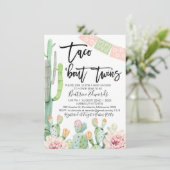 Roze Groene Taco Bout Twins Baby shower Uitnodigin Kaart (Staand voorkant)