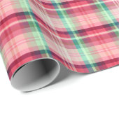 Roze Groene Tartan Plaid Cadeaupapier (Rol Hoek)