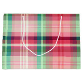 Roze Groene Tartan Plaid Groot Cadeauzakje (Voorkant)
