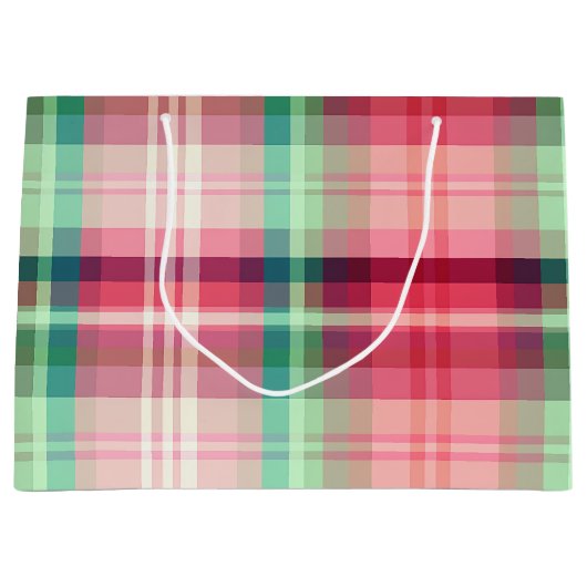 Roze Groene Tartan Plaid Groot Cadeauzakje (Voorkant)