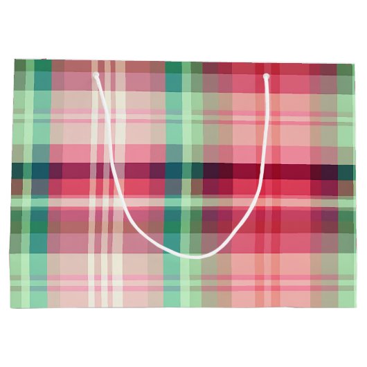 Roze Groene Tartan Plaid Groot Cadeauzakje (Achterkant)